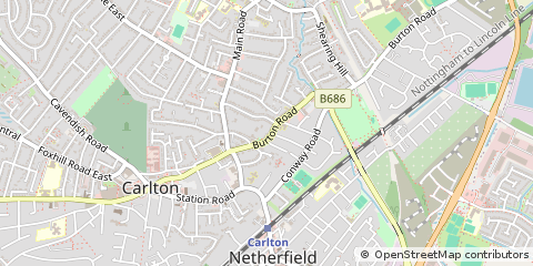 Map of Nottingham, Nottinghamshire
