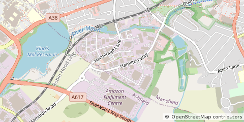 Map of Mansfield, Nottinghamshire