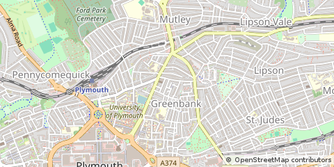 Map of Plymouth, Devon