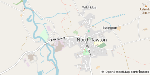 Map of North Tawton, Devon