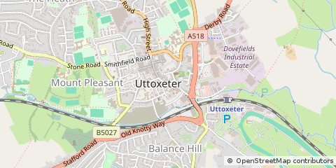 Map of Uttoxeter, Staffordshire