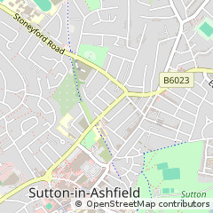 Map of Sutton in Ashfield, Nottinghamshire