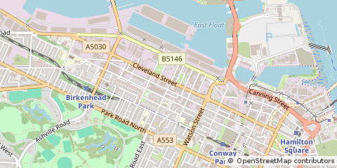 Map of Birkenhead, Merseyside