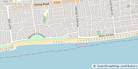 Map of Worthing, West Sussex