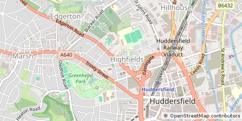 Map of Huddersfield, West Yorkshire