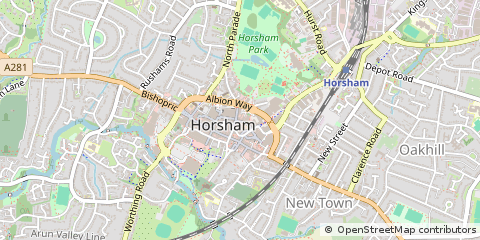 Map of Horsham, West Sussex