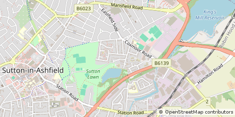 Map of Sutton-in-Ashfield, Nottinghamshire