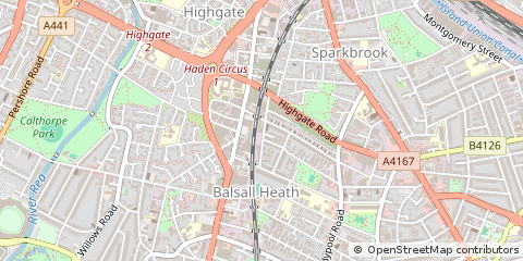 Map of Balshall Heath, Birmingham