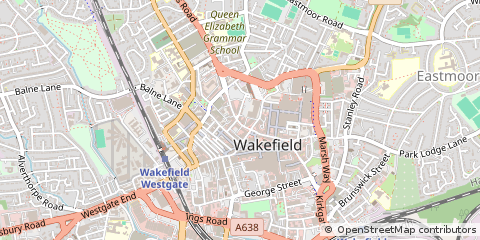 Map of Wakefield, West Yorkshire