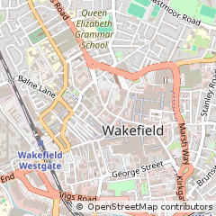 Map of Wakefield, West Yorkshire