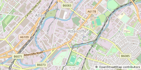 Map of Sheffield, South Yorkshire