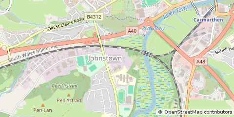 Map of Carmarthen, Carmarthenshire