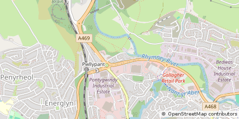 Map of Caerphilly, MID Glamorgan