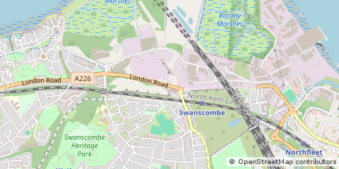 Map of Swanscombe, Kent