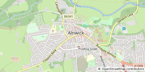 Map of Alnwick, Northumberland