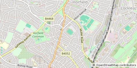 Map of Horfield, Bristol