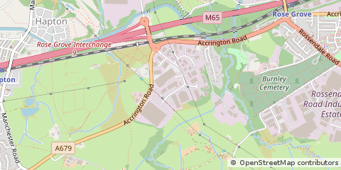 Map of Burnley, Lancashire